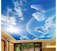XLMING Beautiful Blue Sky White Clouds Rainbow Natural Scenery 3D Wallpaper Luxury Home Dining Decor Paste Sofa Living Room The Wall for Bedroom Mural-200cm×140cm