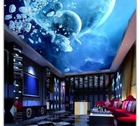 XLMING Beautiful Blue Starry Sky Milky Way Planets 3D Wallpaper Premium Textured Silk Study Dining Living Room Bedroom Sofa TV Wall Easy Install-150cm×105cm