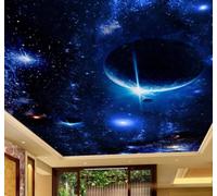 XLMING Beautiful Blue Starry Sky Planets Universe 3D Wallpaper Luxury Home Dining Decor Paste Sofa Living Room The Wall for Bedroom Mural-400cm×280cm