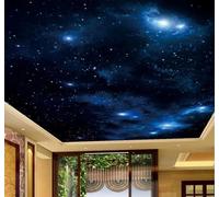 XLMING Beautiful Blue Starry Sky Stars Universe 3D Wallpaper Silky Texture Home Study Office Grey Dining Room Sofa Bedroom Living Room TV Backdrop-300cm×210cm