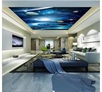 XLMING Beautiful Blue Universe Starry Sky Planets 3D Wallpaper Luxury Home Dining Decor Paste Sofa Living Room The Wall for Bedroom Mural-300cm×210cm