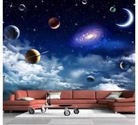 XLMING Beautiful Blue Universe Starry Sky Planets 3D Wallpaper Luxury Home Dining Decor Paste Sofa Living Room The Wall for Bedroom Mural-150cm×105cm