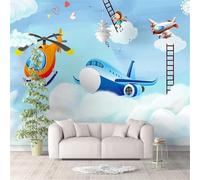 XLMING Beautiful Cartoon Fresh Plane Love White Clouds 3D Wallpaper Luxury Home Dining Decor Paste Sofa Living Room The Wall for Bedroom Mural-300cm×210cm