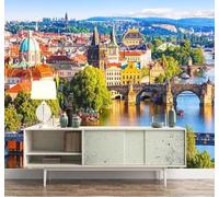 XLMING Beautiful City Architecture Landscapes Bridges Scenery 3D Wallpaper Silky Texture Home Study Office Grey Dining Room Sofa Bedroom Living Room TV Backdrop-200cm×140cm