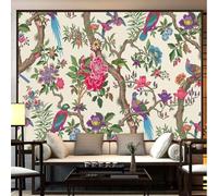 XLMING Beautiful Colourful Plants Flowers Birds Vibrant 3D Wallpaper Premium Textured Silk Study Dining Living Room Bedroom Sofa TV Wall Easy Install-250cm×170cm