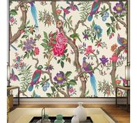 XLMING Beautiful Colourful Plants Flowers Birds Vibrant 3D Wallpaper Silky Texture Home Study Office Grey Dining Room Sofa Bedroom Living Room TV Backdrop-400cm×280cm