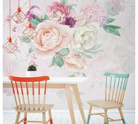 XLMING Beautiful Cosy Pink Floral Pastoral 3D Wallpaper Luxury Silk Study Dining Feature Sofa Grey Bedroom Living Room Tv Decorative Wall-300cm×210cm