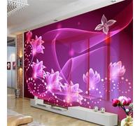 XLMING Beautiful Dreamy Purple Fantasy Transparent Flowers 3D Wallpaper Silky Texture Home Study Office Grey Dining Room Sofa Bedroom Living Room TV Backdrop-300cm×210cm