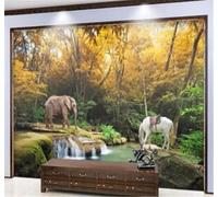 XLMING Beautiful Forest Landscape White Horse Elephant 3D Wallpaper Luxury Home Dining Decor Paste Sofa Living Room The Wall for Bedroom Mural-350cm×256cm