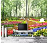 XLMING Beautiful Forest Sea of Flowers Animals Landscape 3D Wallpaper Luxury Home Dining Decor Paste Sofa Living Room The Wall for Bedroom Mural-150cm×105cm