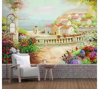 XLMING Beautiful Garden House Landscape Scenery 3D Wallpaper Premium Textured Silk Study Dining Living Room Bedroom Sofa TV Wall Easy Install-150cm×105cm