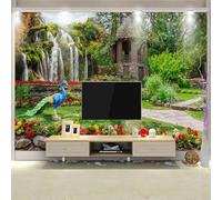 XLMING Beautiful Garden Landscape Waterfall Peacock Flower 3D Wallpaper Luxury Home Dining Decor Paste Sofa Living Room The Wall for Bedroom Mural-250cm×170cm