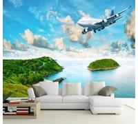XLMING Beautiful Island Tropical Jungle Aeroplane 3D Wallpaper Luxury Home Dining Decor Paste Sofa Living Room The Wall for Bedroom Mural-200cm×140cm
