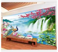 XLMING Beautiful Landscape Waterfall Peacock Fairyland 3D Wallpaper Luxury Home Dining Decor Paste Sofa Living Room The Wall for Bedroom Mural-300cm×210cm