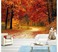 XLMING Beautiful Late Autumn Red Maple Leaves Path 3D Wallpaper Luxury Home Dining Decor Paste Sofa Living Room The Wall for Bedroom Mural-150cm×105cm