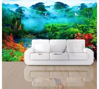 XLMING Beautiful Mountains Flowing Water Birds in Flight Woodland Scenery 3D Wallpaper Silky Texture Home Study Office Grey Dining Room Sofa Bedroom Living Room TV Backdrop-150cm×105cm