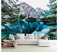 XLMING Beautiful Mountains Lakes Green Trees Scenery 3D Wallpaper Luxury Home Dining Decor Paste Sofa Living Room The Wall for Bedroom Mural-150cm×105cm