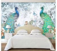XLMING Beautiful Peacock Vintage Flowers Butterfly 3D Wallpaper Luxury Home Dining Decor Paste Sofa Living Room The Wall for Bedroom Mural-400cm×280cm