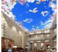 XLMING Beautiful Pigeons Flowers Blue Sky Scenery 3D Wallpaper Silky Texture Home Study Office Grey Dining Room Sofa Bedroom Living Room TV Backdrop-250cm×170cm