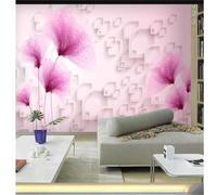 XLMING Beautiful Pink Flowers Creative Geometric 3D Wallpaper Premium Textured Silk Study Dining Living Room Bedroom Sofa TV Wall Easy Install-150cm×105cm