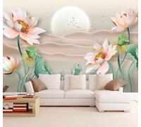 XLMING Beautiful Pink Lotus Small Fish Landscape 3D Wallpaper Luxury Home Dining Decor Paste Sofa Living Room The Wall for Bedroom Mural-200cm×140cm