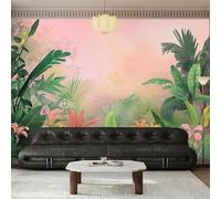 XLMING Beautiful Plants Green Leaves Pink Flowers 3D Wallpaper Premium Textured Silk Study Dining Living Room Bedroom Sofa TV Wall Easy Install-150cm×105cm