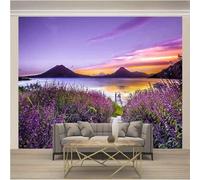 XLMING Beautiful Purple Sky Landscape Flowers 3D Wallpaper Premium Textured Silk Study Dining Living Room Bedroom Sofa TV Wall Easy Install-400cm×280cm