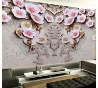 XLMING Beautiful Relief Plum Blossom Art Unique 3D Wallpaper Luxury Home Dining Decor Paste Sofa Living Room The Wall for Bedroom Mural-150cm×105cm