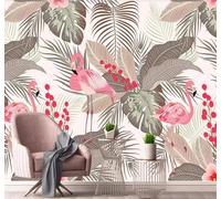 XLMING Beautiful Romantic Minimalist Fresh and Light Flamingo 3D Wallpaper Luxury Silk Study Dining Feature Sofa Grey Bedroom Living Room Tv Decorative Wall-150cm×105cm