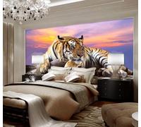 XLMING Beautiful Sky Three Dimensional Tiger Animals 3D Wallpaper Luxury Silk Study Dining Feature Sofa Grey Bedroom Living Room Tv Decorative Wall-150cm×105cm