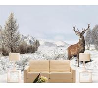 XLMING Beautiful Snowy Mountain Withered Tree Grassland Moose 3D Wallpaper Luxury Home Dining Decor Paste Sofa Living Room The Wall for Bedroom Mural-200cm×140cm