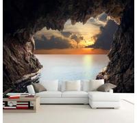 XLMING Beautiful Sunrise Cave Sea Landscape 3D Wallpaper Luxury Home Dining Decor Paste Sofa Living Room The Wall for Bedroom Mural-250cm×170cm