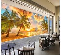 XLMING Beautiful Sunset Beach Seascape Coconut Trees 3D Wallpaper Luxury Home Dining Decor Paste Sofa Living Room The Wall for Bedroom Mural-400cm×280cm
