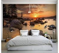 XLMING Beautiful Sunset Rocks Seascape Natural Landscape 3D Wallpaper Luxury Home Dining Decor Paste Sofa Living Room The Wall for Bedroom Mural-250cm×170cm