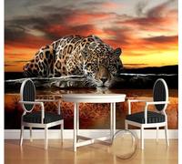 XLMING Beautiful Sunset Three Dimensional Animals Tiger 3D Wallpaper Luxury Home Dining Decor Paste Sofa Living Room The Wall for Bedroom Mural-250cm×170cm