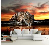 XLMING Beautiful Sunset Three Dimensional Animals Tiger 3D Wallpaper Luxury Silk Study Dining Feature Sofa Grey Bedroom Living Room Tv Decorative Wall-300cm×210cm