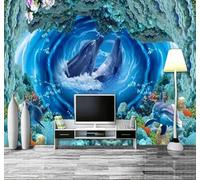 XLMING Beautiful Swirls Dolphins Underwater World Coral 3D Wallpaper Luxury Home Dining Decor Paste Sofa Living Room The Wall for Bedroom Mural-350cm×256cm