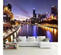 XLMING Beautiful Three Dimensional City Architecture Rivers Night Views 3D Wallpaper Premium Textured Silk Study Dining Living Room Bedroom Sofa TV Wall Easy Install-200cm×140cm