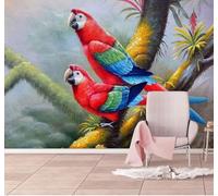 XLMING Beautiful Three Dimensional Hand Drawn Colourful Parrot 3D Wallpaper Luxury Home Dining Decor Paste Sofa Living Room The Wall for Bedroom Mural-300cm×210cm