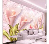 XLMING Beautiful Three Dimensional Pink Flowers Butterflies 3D Wallpaper Premium Textured Silk Study Dining Living Room Bedroom Sofa TV Wall Easy Install-300cm×210cm