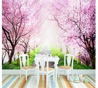 XLMING Beautiful Three Dimensional Pink Forest Path 3D Wallpaper Luxury Home Dining Decor Paste Sofa Living Room The Wall for Bedroom Mural-300cm×210cm