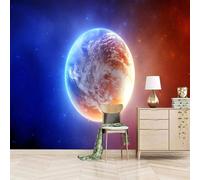 XLMING Beautiful Three Dimensional Planet Starry Sky Universe 3D Wallpaper Silky Texture Home Study Office Grey Dining Room Sofa Bedroom Living Room TV Backdrop-350cm×256cm