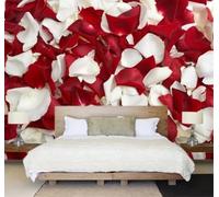 XLMING Beautiful Three Dimensional Red White Rose Petals 3D Wallpaper Luxury Home Dining Decor Paste Sofa Living Room The Wall for Bedroom Mural-250cm×170cm