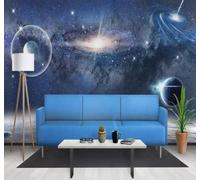XLMING Beautiful Three Dimensional Starry Sky Universe Planet 3D Wallpaper Premium Textured Silk Study Dining Living Room Bedroom Sofa TV Wall Easy Install-300cm×210cm