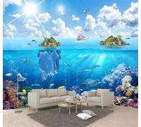 XLMING Beautiful Underwater World Islands Sailing Boats Scenery 3D Wallpaper Premium Textured Silk Study Dining Living Room Bedroom Sofa TV Wall Easy Install-300cm×210cm