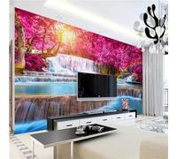 XLMING Beautiful Warm Flowing Waterfall Red Leaves Landscape 3D Wallpaper Luxury Home Dining Decor Paste Sofa Living Room The Wall for Bedroom Mural-150cm×105cm