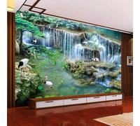 XLMING Beautiful Waterfall Waterhole Plant Goldfish Lotus Flower 3D Wallpaper Silky Texture Home Study Office Grey Dining Room Sofa Bedroom Living Room TV Backdrop-350cm×256cm