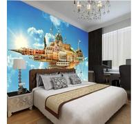 XLMING Beautiful White Clouds Blue Sky Sky Castle Architecture 3D Wallpaper Premium Textured Silk Study Dining Living Room Bedroom Sofa TV Wall Easy Install-200cm×140cm