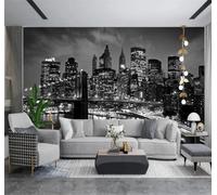 XLMING Black and White City Architecture Bridge River Night View 3D Wallpaper Luxury Home Dining Decor Paste Sofa Living Room The Wall for Bedroom Mural-400cm×280cm