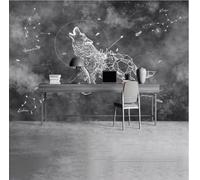 XLMING Black and White Hand Drawn Starry Sky Animals Wolf 3D Wallpaper Luxury Home Dining Decor Paste Sofa Living Room The Wall for Bedroom Mural-150cm×105cm